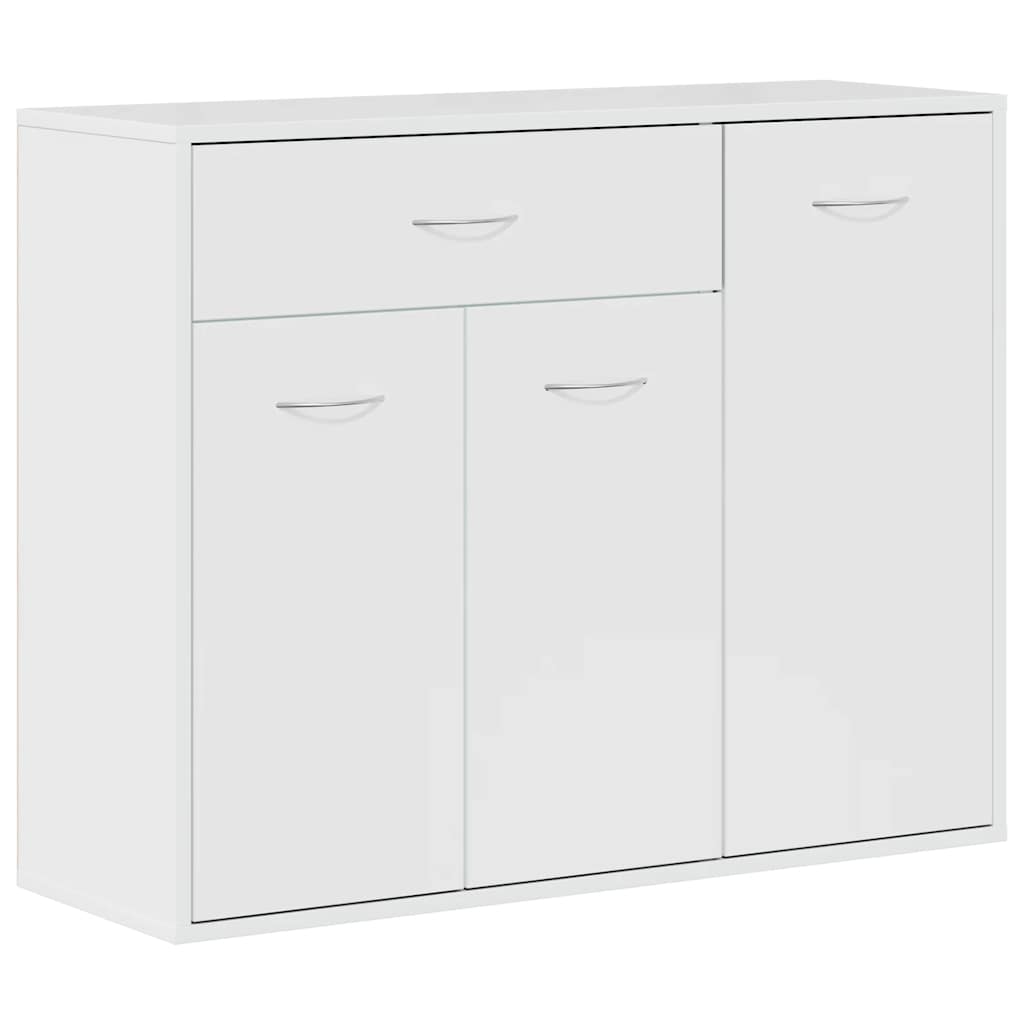 Credenza Bianco Lucido 88x30x70 cm in Legno Multistrato