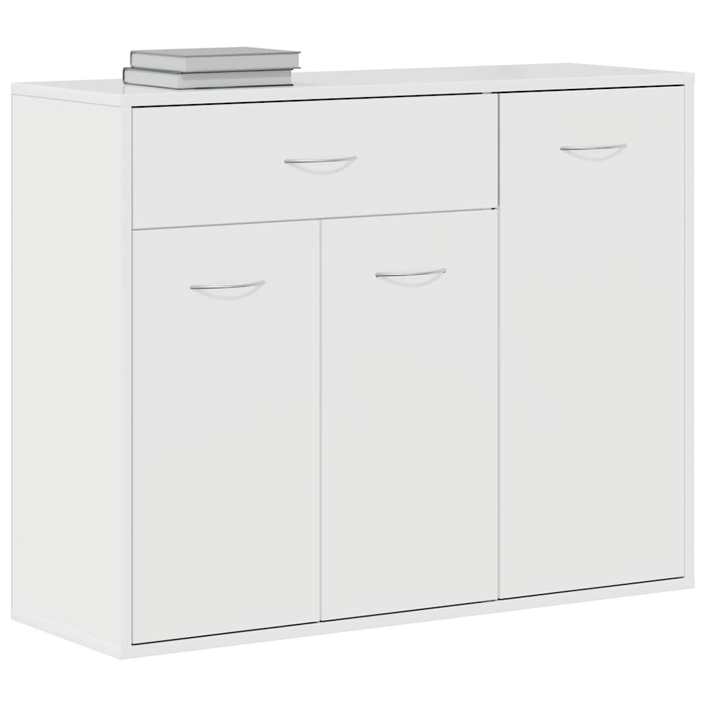 Credenza Bianco Lucido 88x30x70 cm in Legno Multistrato