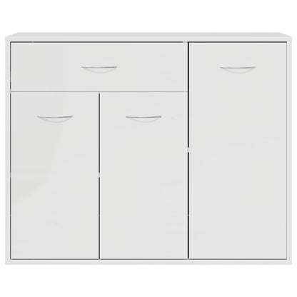 Credenza Bianco Lucido 88x30x70 cm in Legno Multistrato