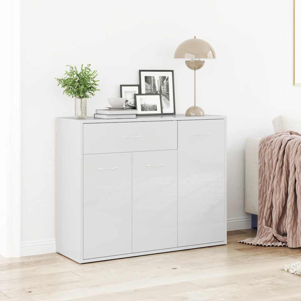 Credenza Bianco Lucido 88x30x70 cm in Legno Multistrato - homemem39