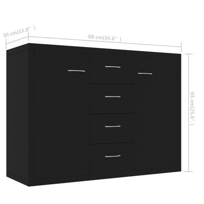 Credenza Nera 88x30x65 cm in Legno Multistrato - homemem39