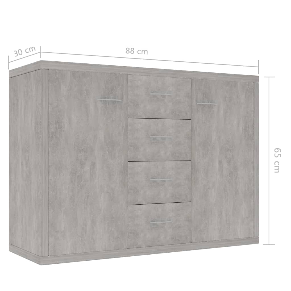 Credenza Grigio Cemento 88x30x65 cm in Legno Multistrato - homemem39