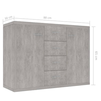 Credenza Grigio Cemento 88x30x65 cm in Legno Multistrato - homemem39
