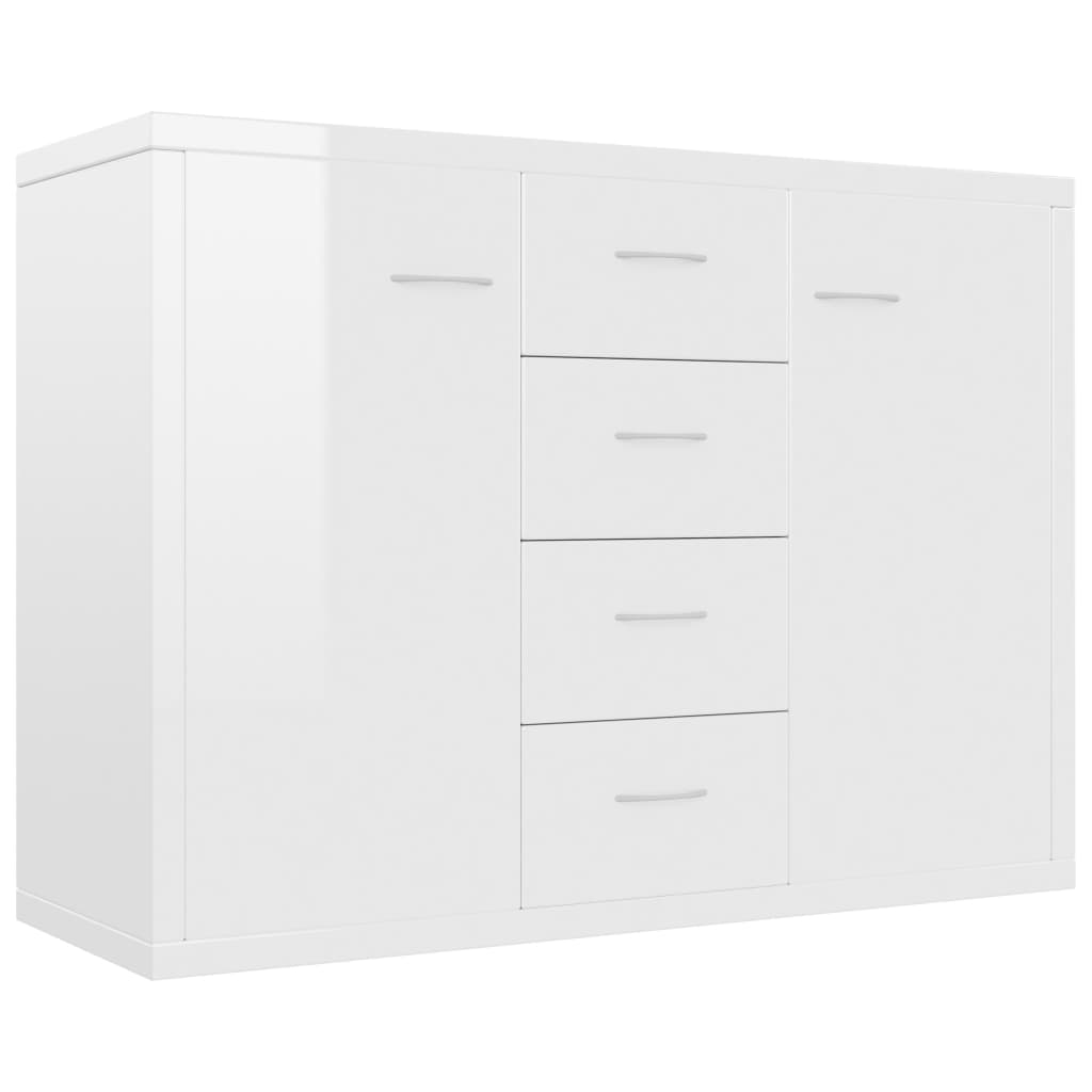 Glossy White Sideboard 88x30x65 cm in Multilayer Wood