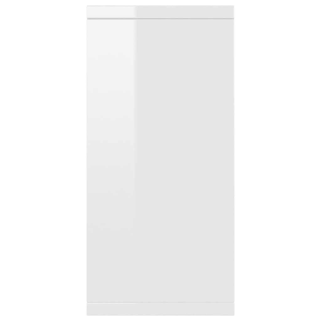 Credenza Bianco Lucido 88x30x65 cm in Legno Multistrato