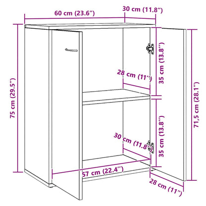Credenza Rovere Sonoma 60x30x75 cm in Legno Multistrato