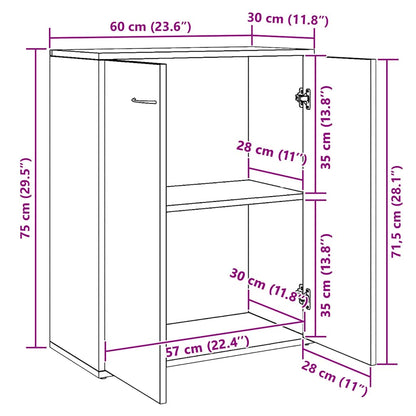 Credenza Grigio Cemento 60x30x75 cm in Legno Multistrato