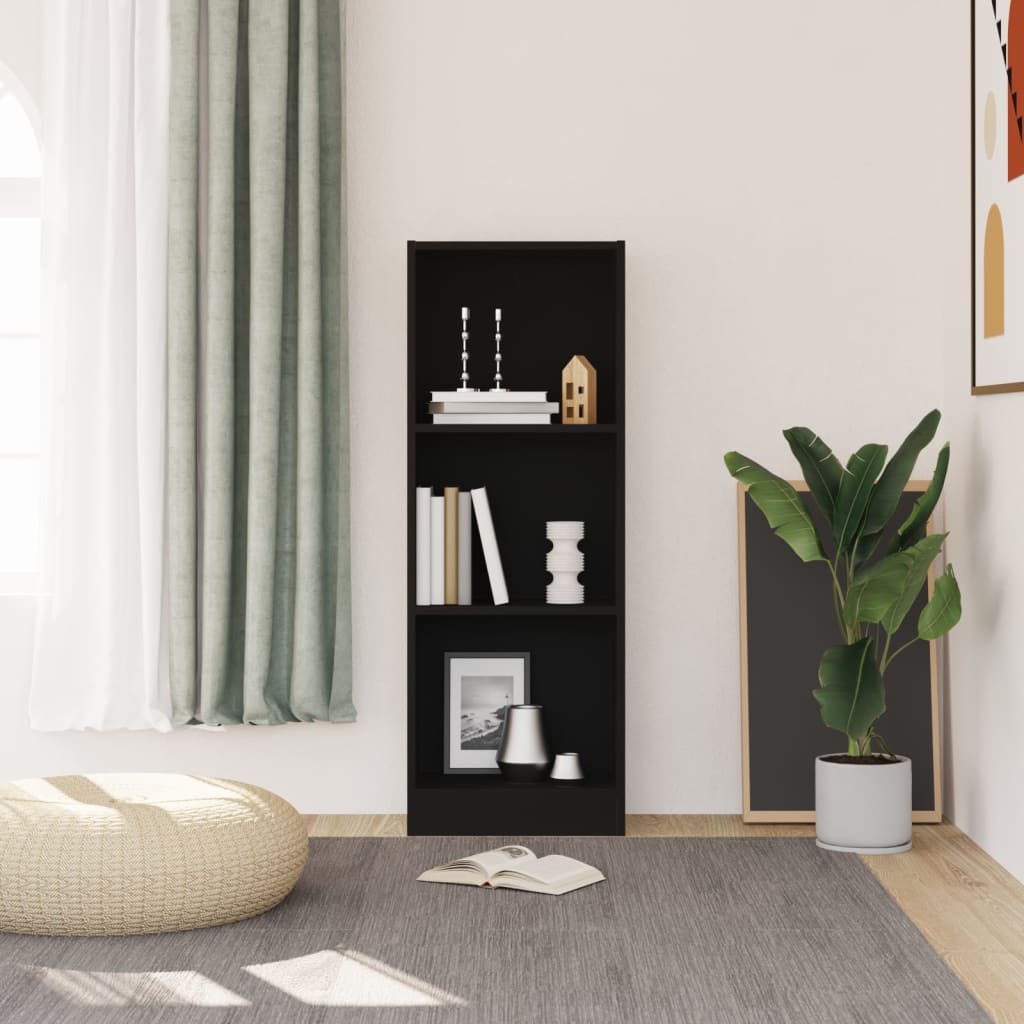 Libreria a 3 Ripiani Nera 40x24x109 cm in Legno Multistrato - homemem39