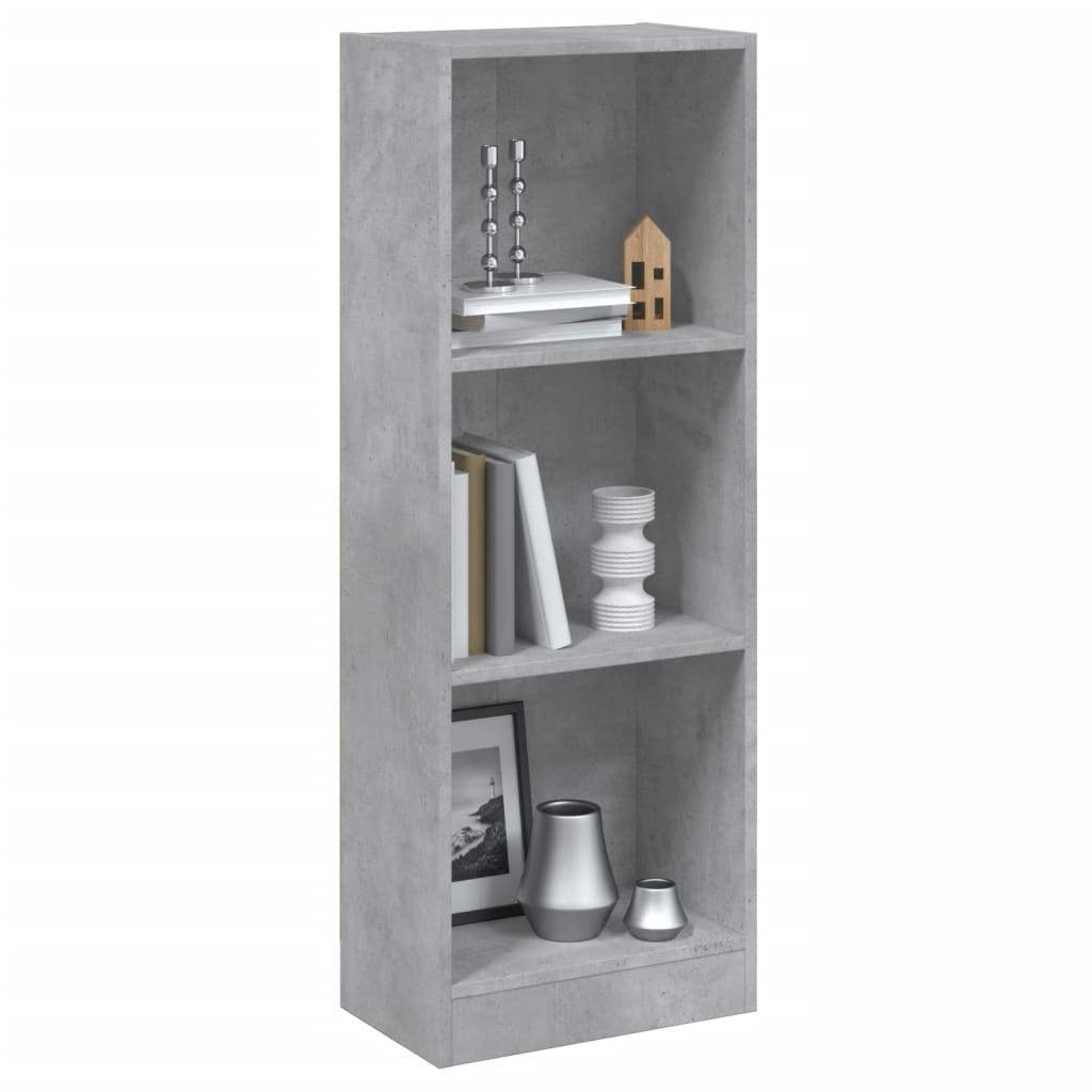 Libreria a 3 Ripiani Cemento 40x24x109 cm in Legno Multistrato