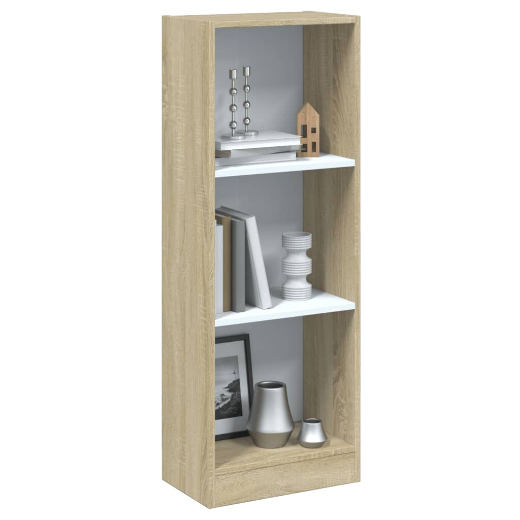 Libreria a 3 Ripiani Bianco e Sonoma 40x24x109cm in Multistrato - homemem39