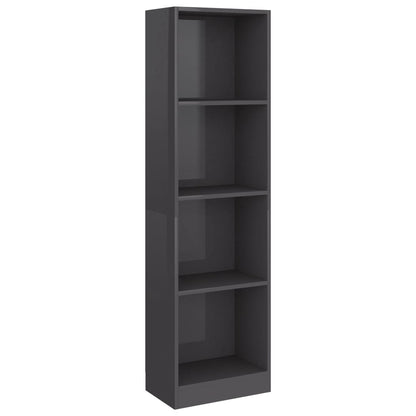 Libreria 4 Ripiani Grigio Lucido 40x24x142 cm Legno Multistrato