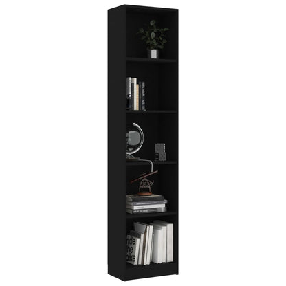 Libreria a 5 Ripiani Nera 40x24x175 cm in Legno Multistrato - homemem39