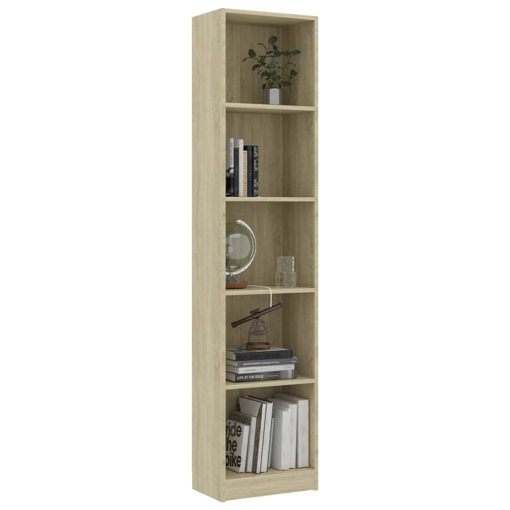 Libreria 5 Ripiani Rovere Sonoma 40x24x175 cm Legno Multistrato - homemem39