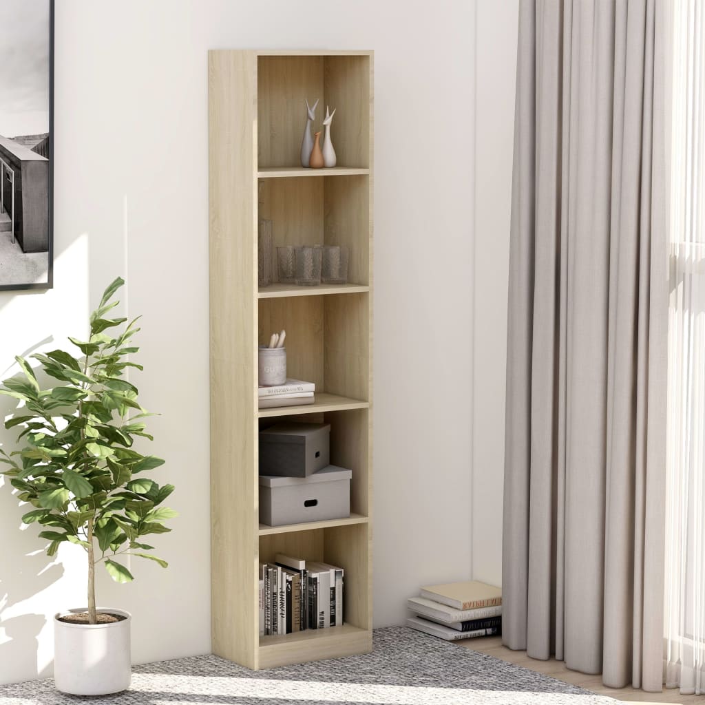 Libreria 5 Ripiani Rovere Sonoma 40x24x175 cm Legno Multistrato - homemem39