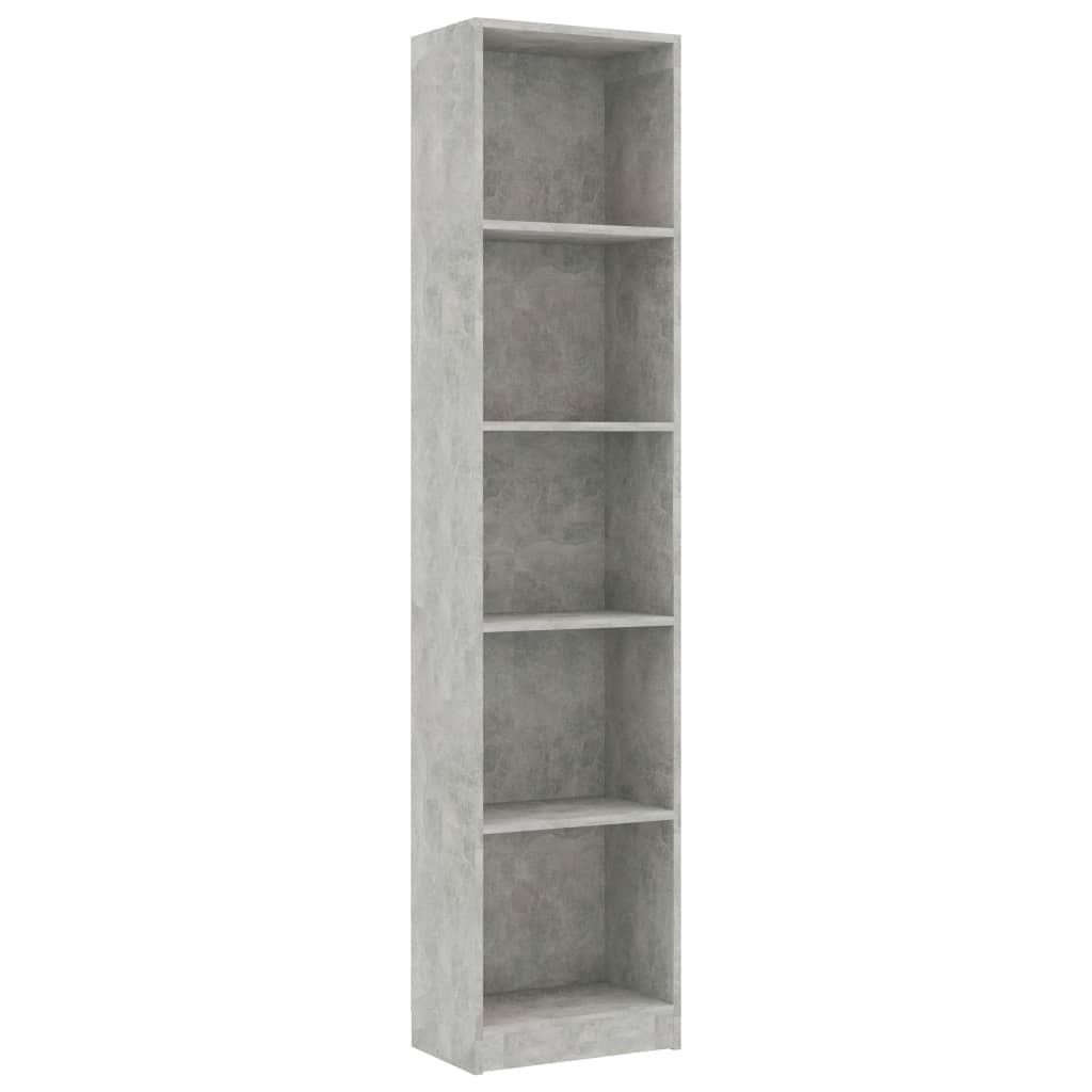 Libreria 5 Ripiani Grigio Cemento 40x24x175cm Legno Multistrato | homemem39