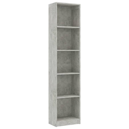 Libreria 5 Ripiani Grigio Cemento 40x24x175cm Legno Multistrato | homemem39