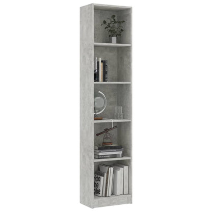 Libreria 5 Ripiani Grigio Cemento 40x24x175cm Legno Multistrato | homemem39