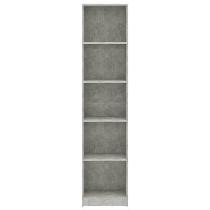 Libreria 5 Ripiani Grigio Cemento 40x24x175cm Legno Multistrato