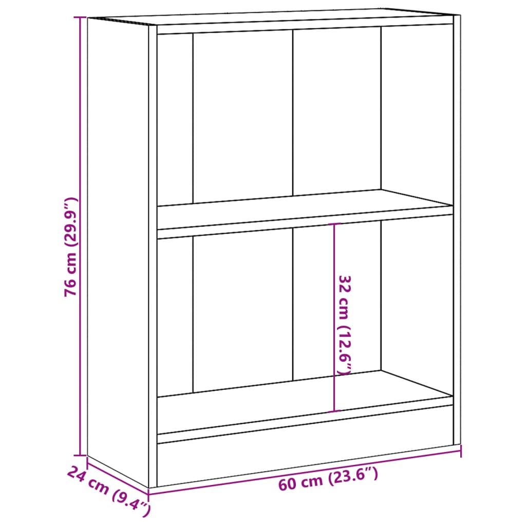 Libreria Nera 60x24x76 cm in Legno Multistrato | homemem39
