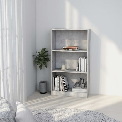 Libreria a 3 Ripiani Cemento 60x24x109 cm in Legno Multistrato | homemem39