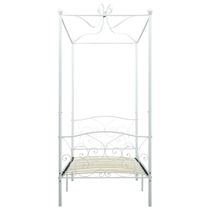 Letto a Baldacchino Bianco in Metallo 90x200 cm | homemem39