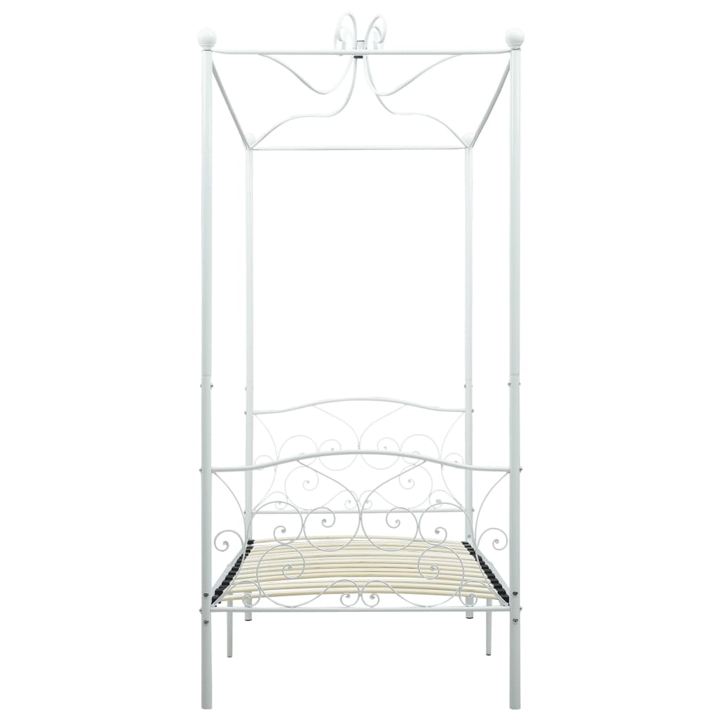 Letto a Baldacchino Bianco in Metallo 100x200 cm | homemem39
