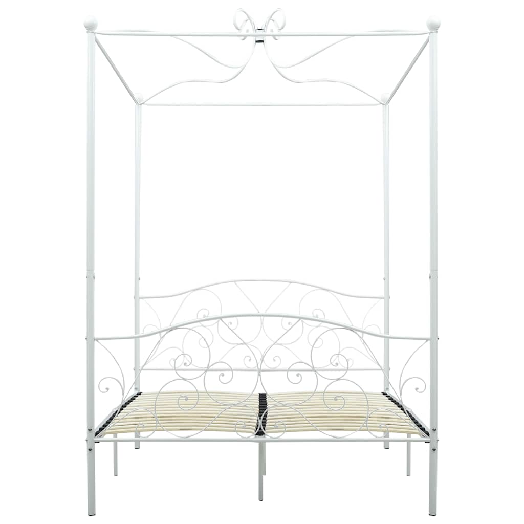 Letto a Baldacchino Bianco in Metallo 120x200 cm