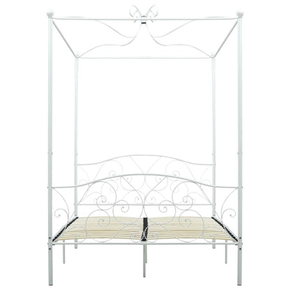 Letto a Baldacchino Bianco in Metallo 120x200 cm