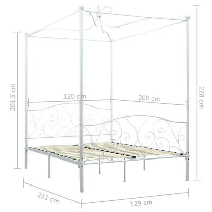 Letto a Baldacchino Bianco in Metallo 120x200 cm | homemem39