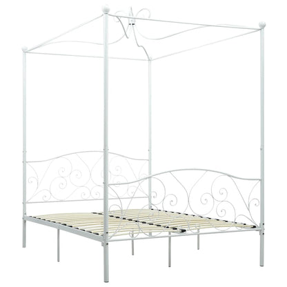 Letto a Baldacchino Bianco in Metallo 140x200 cm