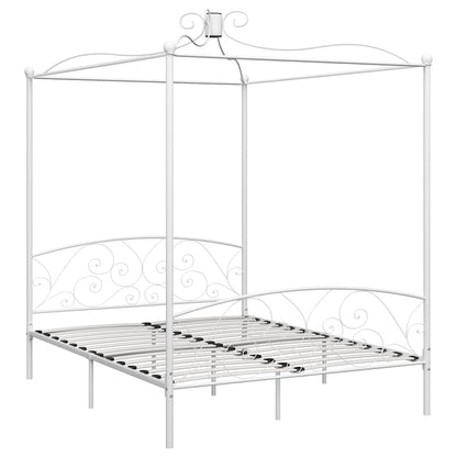 Letto a Baldacchino Bianco in Metallo 180x200 cm | homemem39