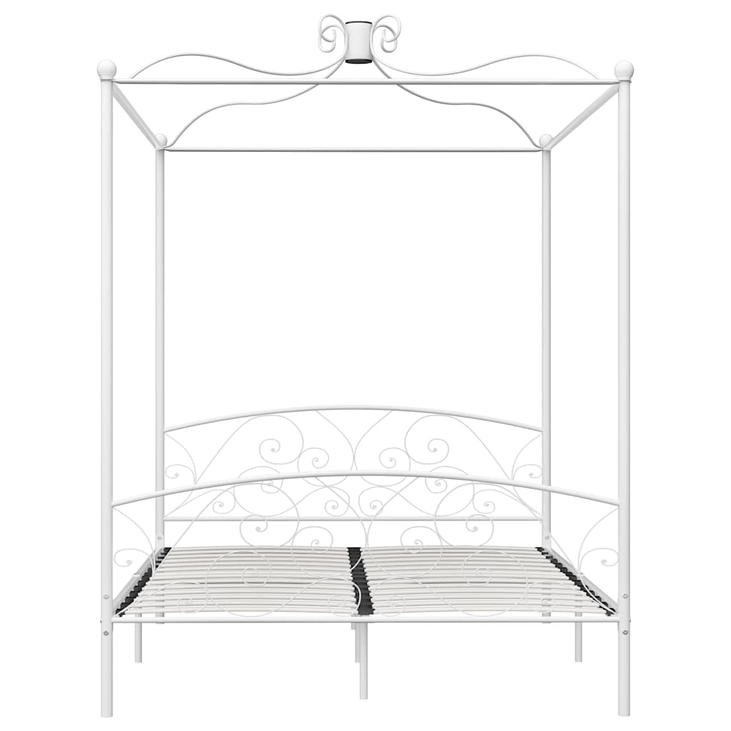 Letto a Baldacchino Bianco in Metallo 180x200 cm | homemem39
