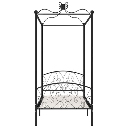 Letto a Baldacchino Nero in Metallo 90x200 cm | homemem39