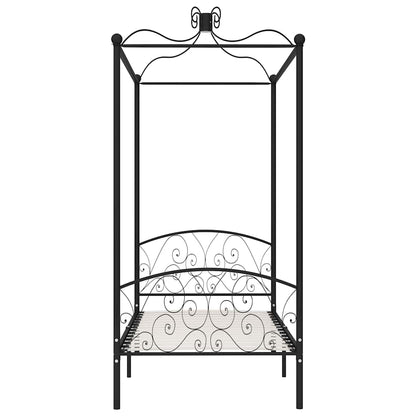 Letto a Baldacchino Nero in Metallo 100x200 cm | homemem39
