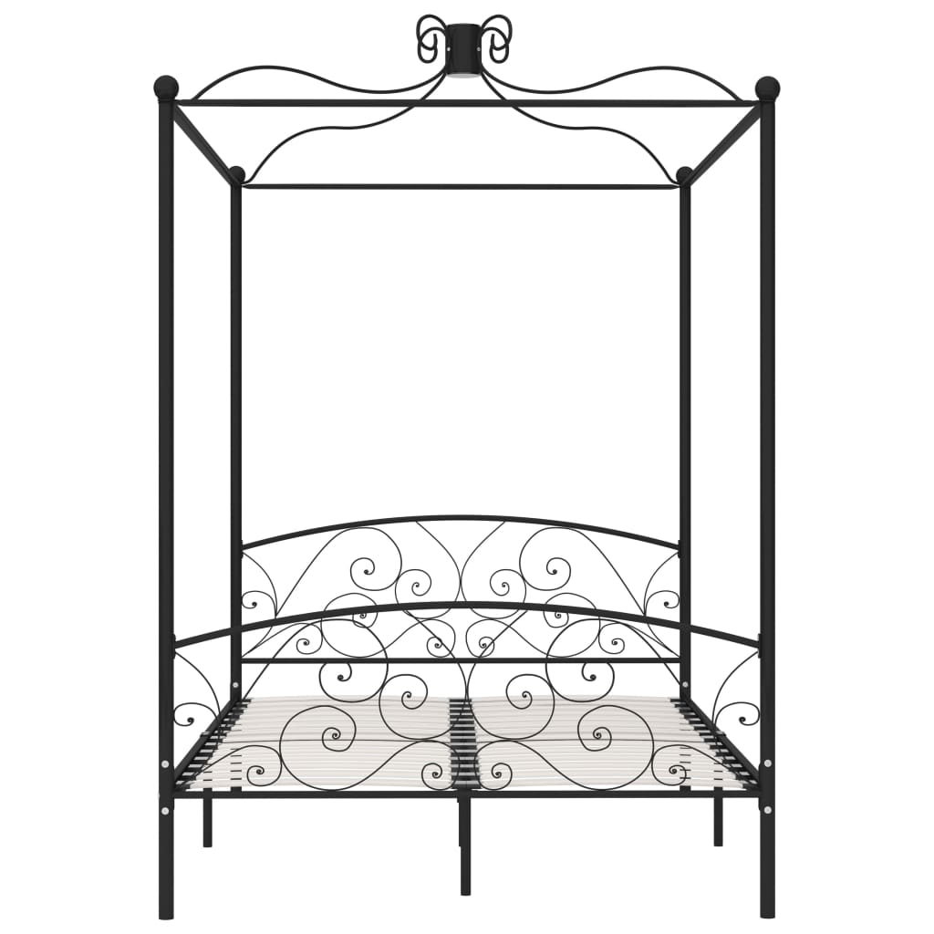 Letto a Baldacchino Nero in Metallo 120x200 cm | homemem39