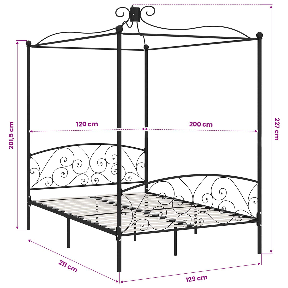 Letto a Baldacchino in Metallo