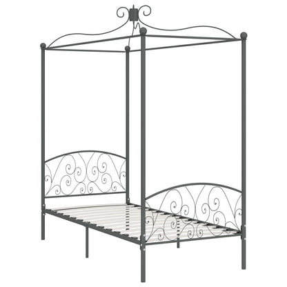 Letto a Baldacchino Grigio in Metallo 90x200 cm | homemem39