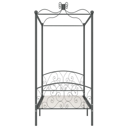 Letto a Baldacchino Grigio in Metallo 90x200 cm | homemem39