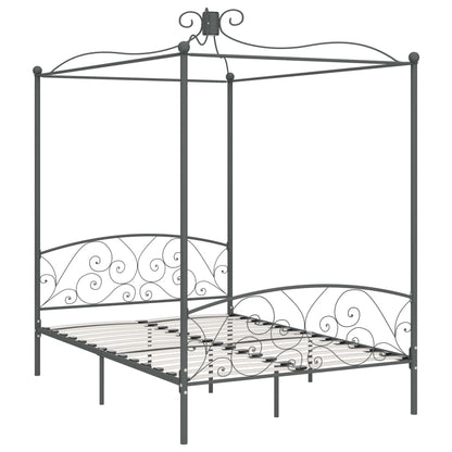 Letto a Baldacchino Grigio in Metallo 120x200 cm | homemem39