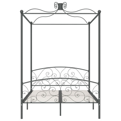Letto a Baldacchino Grigio in Metallo 120x200 cm | homemem39