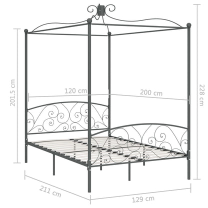 Letto a Baldacchino Grigio in Metallo 120x200 cm | homemem39