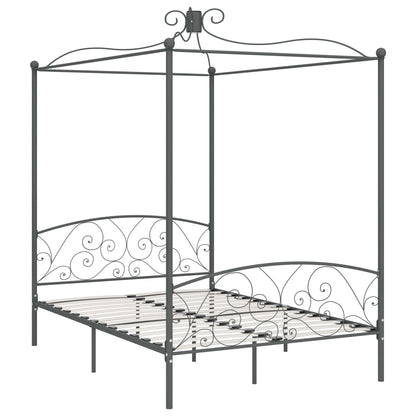 Letto a Baldacchino Grigio in Metallo 140x200 cm | homemem39