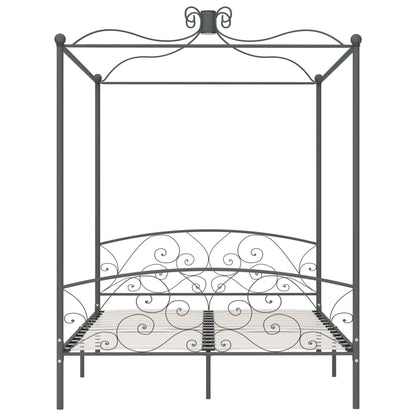 Letto a Baldacchino Grigio in Metallo 160x200 cm | homemem39