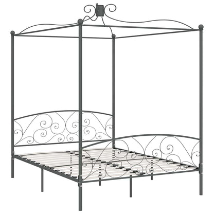 Letto a Baldacchino Grigio in Metallo 180x200 cm | homemem39