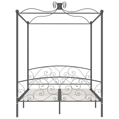 Letto a Baldacchino Grigio in Metallo 180x200 cm | homemem39