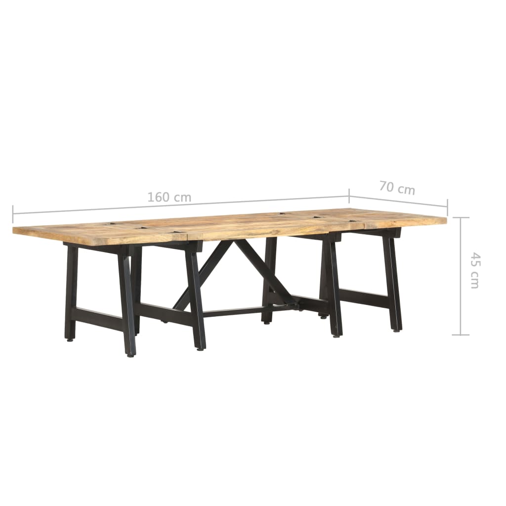 Tavolino da Caffè Estensibile 160x70x45 cm in Massello di Mango - homemem39