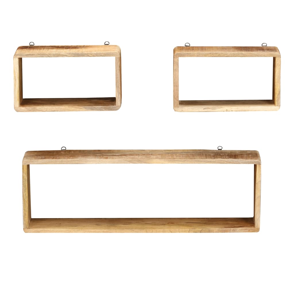 Set Mensole Cubiche da Parete 3 pz in Legno Massello di Mango | homemem39