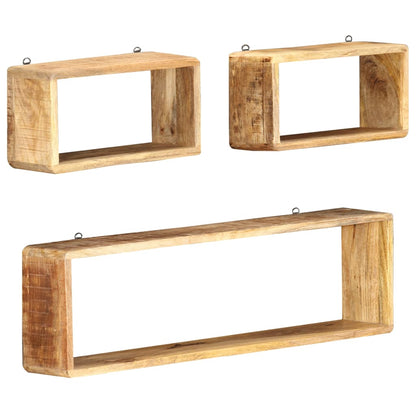 Set Mensole Cubiche da Parete 3 pz in Legno Massello di Mango | homemem39