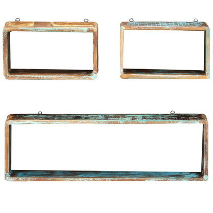 Set Mensole Cubiche da Parete 3pz in Legno Massello di Recupero | homemem39