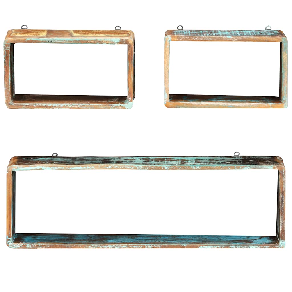 Set Mensole Cubiche da Parete 3pz in Legno Massello di Recupero